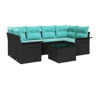 vidaXL Set Divano da Giardino 7 pcs Nero e Turchese polyrattan, Divano da giardino e terrazza, set moderno, leggero, resistente ai raggi UV, arredo per esterni