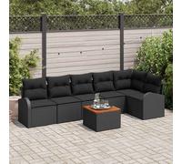 vidaXL Set Divano da Giardino con cuscino 7 pcs Nero polyrattan