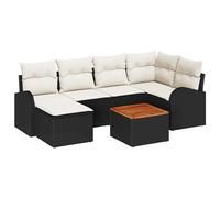 vidaXL Set Divano da Giardino 7 pcs Nero Poly Rattan