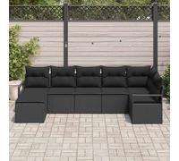 vidaXL Set Divano da Giardino 7 pcs Nero Poly Rattan