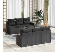 vidaXL Set Divano da Giardino 7 pcs Nero Poly Rattan