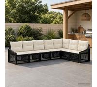 vidaXL Set Divano da Giardino 7 pz Nero polyrattan