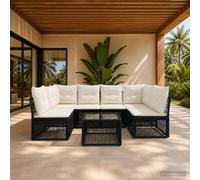 vidaXL Set di divani da giardino, 7 pezzi, colore nero polyrattan, divano da giardino moderno, mobili da esterno resistenti alle intemperie, design modulare, comfort per rilassarsi e cenare all'aperto
