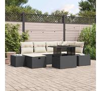 vidaXL Set Divano da Giardino 7 pcs Nero polyrattan