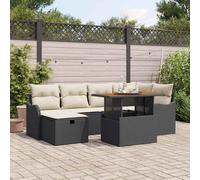 vidaXL Set Divano da Giardino 7 pcs Nero polyrattan