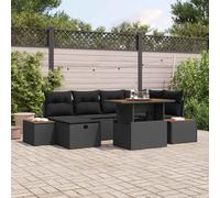 vidaXL Set Divano da Giardino 7 pcs Nero polyrattan