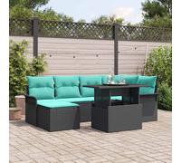 vidaXL Set Divano da Giardino 7 pcs Nero Rattan in Polipropilene, Divano modulare elegante per giardino e terrazza, set lounge versatile, tavolino in rattan, posti comodi