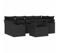 vidaXL Set Divani Modulari Giardino 7 Pezzi con Cuscini Nero Polyrattan | Posti Sedere per 5 Persone in Tessuto Resistente e Divano con Piedini Regolabili