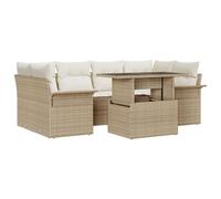 vidaXL Set Divano da Giardino a 7 Pezzi con Cuscini Beige in Rattan Sintetico Mobili Moderni da Esterno Sezione per Patios