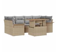 vidaXL Set Divano da Giardino 7 Pezzi con Cuscini Beige in Rattan Sintetico. Mobili da Esterno Modulari per Balcone e Patio. Pranzo Contemporaneo Rettangolare per Vivere d'Estate.