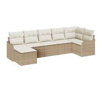 vidaXL Set Divano da Giardino 7 Pezzi con Cuscini Beige Rattan Sintetico Divano Sezionale Comfortevole Mobili da Patio Coperture Removibili Piedi Regolabili 4 Posti Sediata Modulare