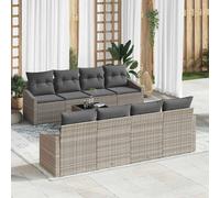 vidaXL Set divano da giardino 7 pezzi con cuscini Grigio chiaro Rattan