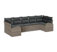 vidaXL Set di divani da giardino con cuscini in rattan grigio poliestere 7 pezzi comfort per sedili esterni e patio modulare sezionale, rilassare mobili ad angolo eleganti