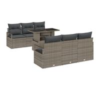 vidaXL Set Divano da Giardino 7 Pezzi con Cuscini Grigi in Rattan Sintetico, Design Moderno per Esterni, per 5 Persone, Modulare, Facile da Mantenere, Coperture Rimovibili, Resistente agli Agenti At