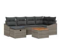 vidaXL Set Divano da Giardino 7 Pezzi con Cuscini Grigio in Rattan Poli