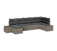 vidaXL Set Divano da Giardino 7 Pezzi con Cuscini Grigio Polyrattan Resistente alle Intemperie Mobili da Esterno Modulari Eleganti e Comodi per Patios Balconi Posti a Sedere Intrecciati e Cuscini