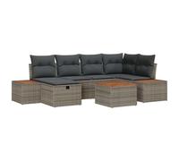 vidaXL Set Divano da Giardino 7 Pezzi con Cuscini Grigio polyrattan