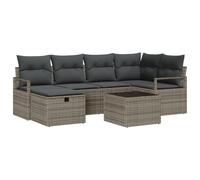 vidaXL Set Divano da Giardino 7 Pezzi con Cuscini Grigio Polyrattan Seduta Modulabile per 6 Persone Resistente alle Intemperie Sezionale Scuro Ideale per Patio e Balcone. Mobili Lounge Moderni