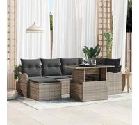 vidaXL Set Divano da Giardino 7 Pezzi con Cuscini in Rattan Sintetico Grigio