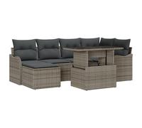 vidaXL Set Divano da Giardino 7 Pezzi con Cuscini in Rattan Sintetico Grigio, Stile Modular per Relax e Incontri all'Aperto