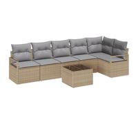 vidaXL Set Divano da Giardino 7 Pezzi con Cuscini Intrecciato a Mano Beige e Grigio Rattan Sintetico Mobili da Esterno Modulare Perfetto per Spazi Patio Balcone Divano Quattro Posti Seduta di Lusso C