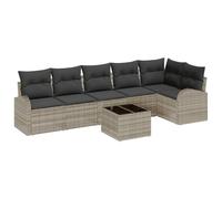 vidaXL Set Divano da Giardino 7 Pezzi con Cuscini | Modular Grigio polyrattan Piedi Regolabili mobili da Esterno per Balcone o Patio Seduta Leggera e Nera Divano a Zig Zag