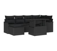 vidaXL Set Divano da Giardino 7 Pezzi con Cuscini Nero Polyrattan Perfetto per Patios Giardini Vivere all'aperto Sedute e Pranzi Mobili da Patio Divano Modulare Sezionale Spazio Esterno Resistente a