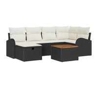 vidaXL Set Divano da Giardino 7 Pezzi con Cuscini, Nero, Rattan polietilene