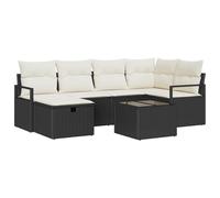 vidaXL Set Divano da Giardino 7 Pezzi con Cuscini Rattan Polyrattan Nero Modulare Seduta per 6 Persone Resistente alle Intemperie Sezionale Panna Ideale per Patio e Balcone. Tavolo da caffè Sedia Lo