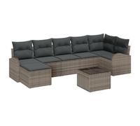 vidaXL Set Divano da Giardino 7 Pezzi Grigio con Cuscini in Rattan Naturale. Super Comfy, Perfetto per Il Tuo Patio Esterno e Come Arredamento modulare per la terrazza. Lounge Moderno!