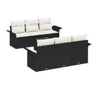 vidaXL Set Divano da Giardino 7 Pezzi in polirattan Nero con Cuscini. È modulare e Perfetto per l'aria Aperta, Una Soluzione Chic per Il Tuo Balcone o Patio. È Resistente, Facile da Montare e Offre
