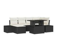 vidaXL Set da Giardino 7 Pezzi con Cuscini Mobili da Esterno Divano sezionale Rattan Decorazione di stoccaggio Nero e Beige Ideale per Patii Balconi Angolo Cuscino Sedia da Lounge da Patio