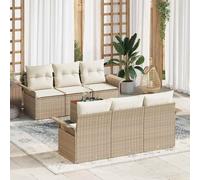 vidaXL Set Divano da Giardino 7 pz 6-Numero di posti Beige e Crema