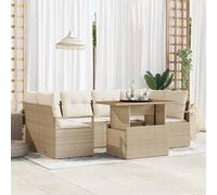 vidaXL Set Divano da Giardino 7 pz 6-Numero di posti beige e panna