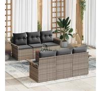 vidaXL Set Divano da Giardino 7 pz 6-Numero di posti Grigio polyrattan