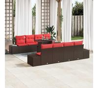 vidaXL Set Divano da Giardino 7 pz 6-Numero di posti Marrone e Rosso