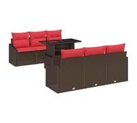 vidaXL Set Divano da Giardino 7 pz 6-Numero di posti Marrone e Rosso