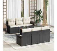 vidaXL Set Divano da Giardino 7 pz 6-Numero di posti Nero e Crema