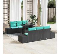 vidaXL Set Divano da Giardino 7 pz 6-Numero di posti Nero e Turchese