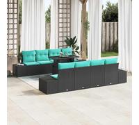 vidaXL Set Divano da Giardino 7 pz 6-Numero di posti Nero e Turchese