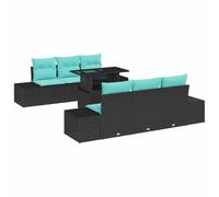 vidaXL Set Divano da Giardino 7 pz 6-Numero di posti Nero e Turchese