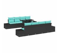 vidaXL Set Divano da Giardino 7 pz 6-Numero di posti Nero e Turchese | Puoi mixare e abbinare per vari layout, Perfetto per l'esterno senza pensieri