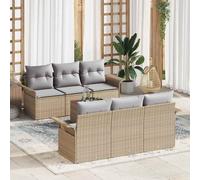 vidaXL Set Divano da Giardino 7 pz 6 posto Beige e Grigio Chiaro