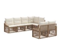 vidaXL Set Divano da Giardino 7 pz 7-Numero di posti Beige polyrattan