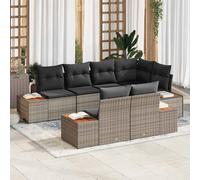 vidaXL Set Divano da Giardino 7 pz 7-Numero di posti Grigio Polyrattan