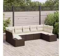 vidaXL Set Divano da Giardino 7 pz 7-Numero di posti Marrone e Crema