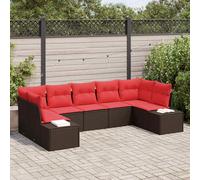 vidaXL Set Divano da Giardino 7 pz 7-Numero di posti Marrone e Rosso