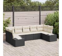 vidaXL Set Divano da Giardino 7 pz 7-Numero di posti Nero e Crema