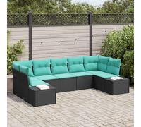 vidaXL Set Divano da Giardino 7 pz 7-Numero di posti Nero e Turchese