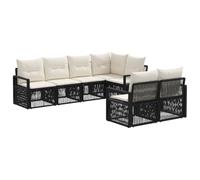 vidaXL Set Divano da Giardino 7 pz 7-Numero di posti Nero polyrattan